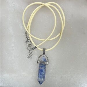 Sodalite Gemstone Crystal Point Pendant Necklace